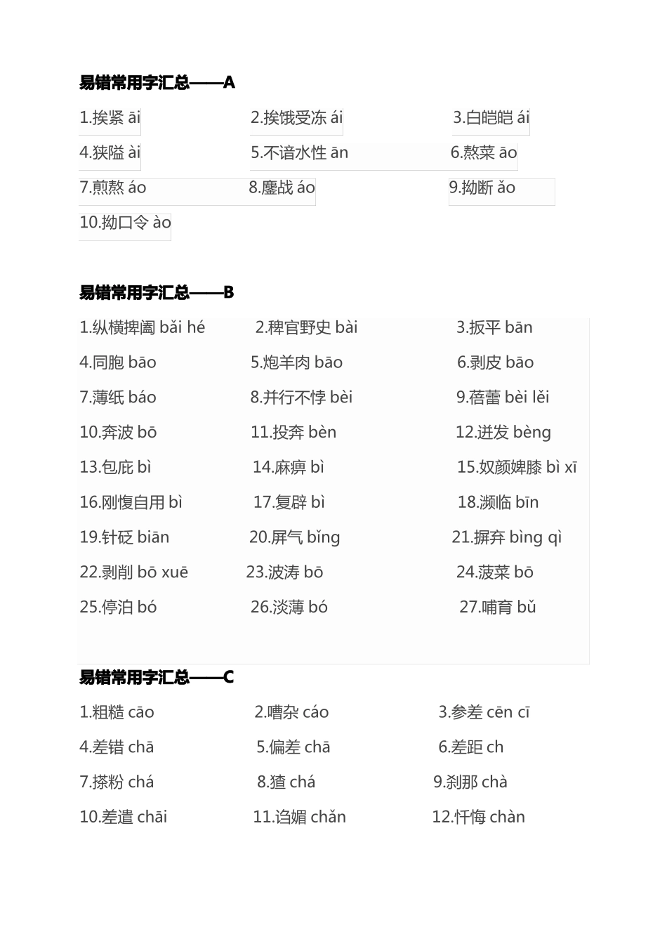 常用易误读字_第1页