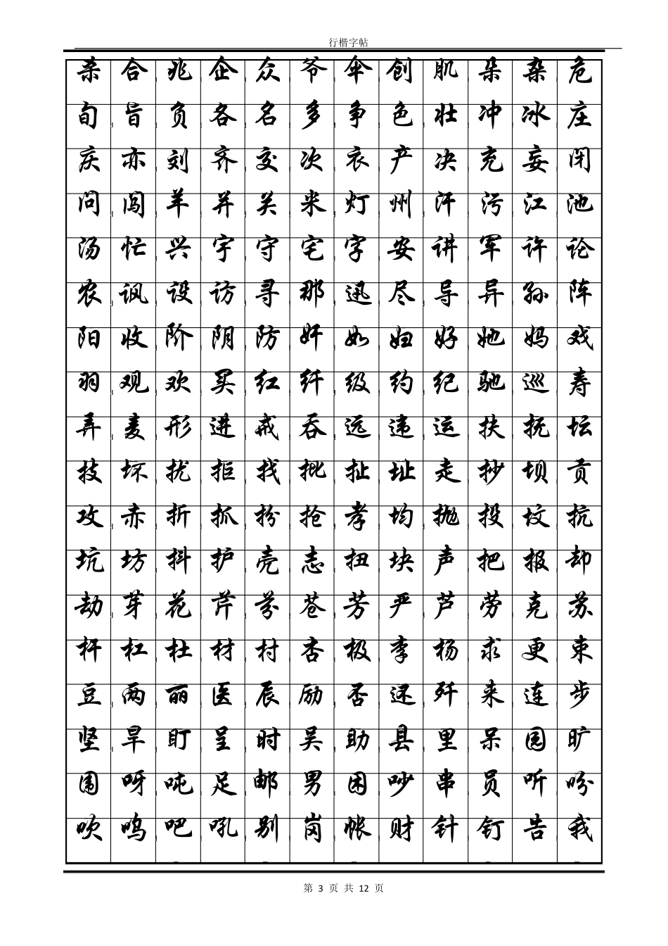 常用汉字行楷字帖_第3页