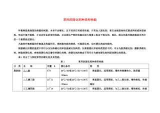 常用的固化剂种类、性能及配方