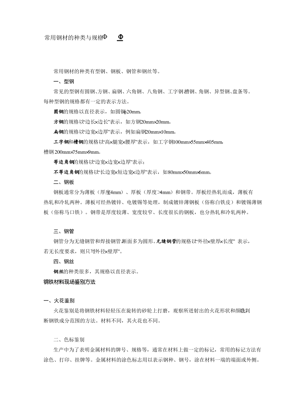 常用钢材的种类与规格_第1页