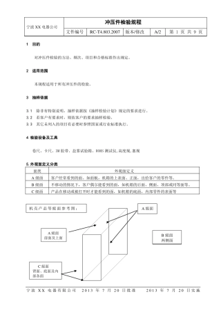 常见冲压件检验标准