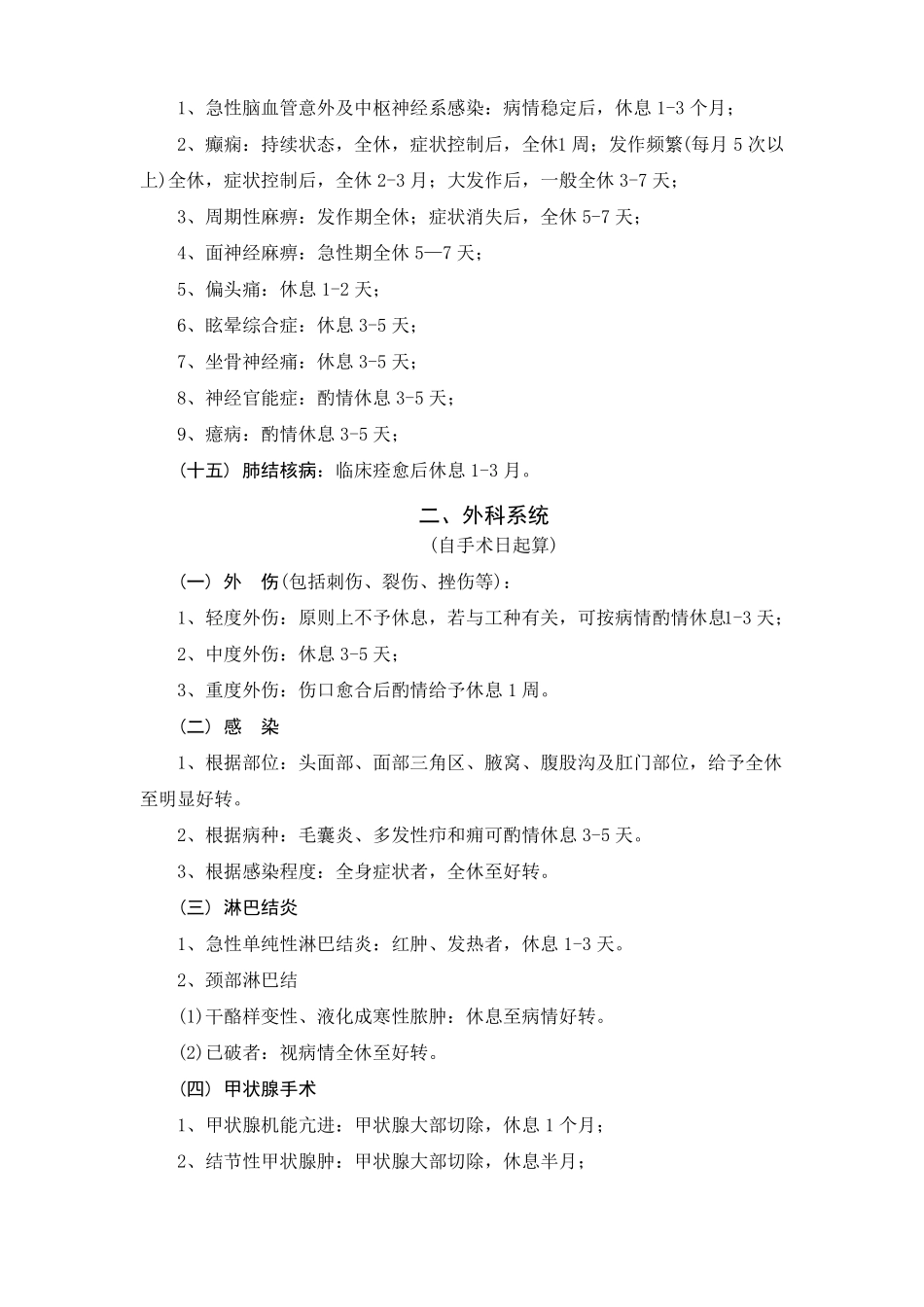 常见疾病病假休息时间参考标准资料_第2页