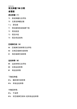 常见肿瘤TNM分期