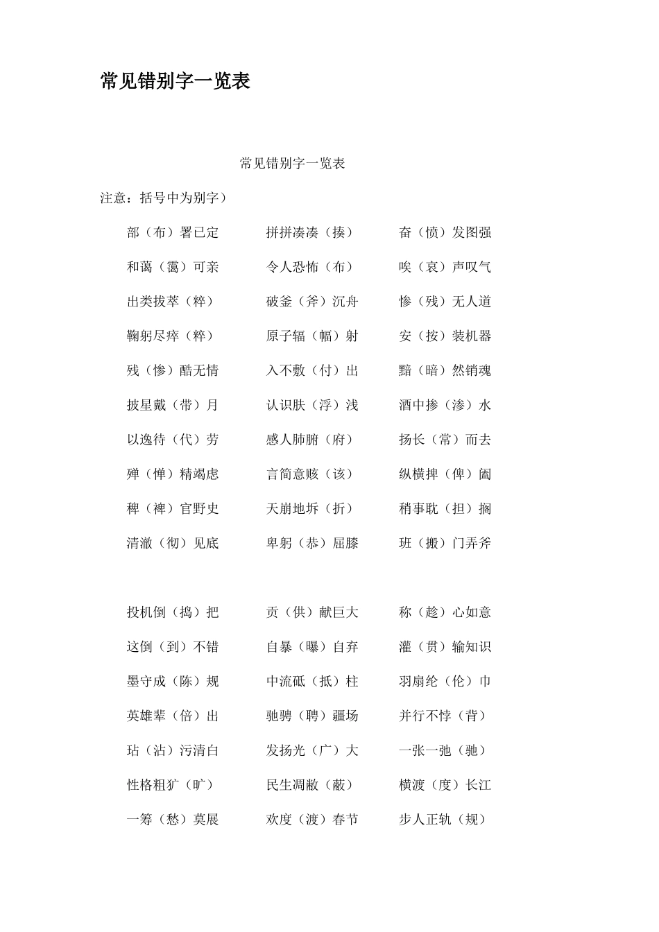 常见错别字一览表_第1页