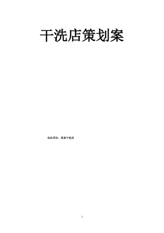干水洗衣店策划案