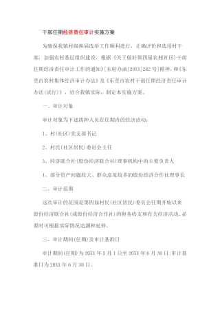 干部任期经济责任审计实施方案