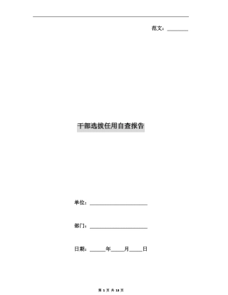 干部选拔任用自查报告