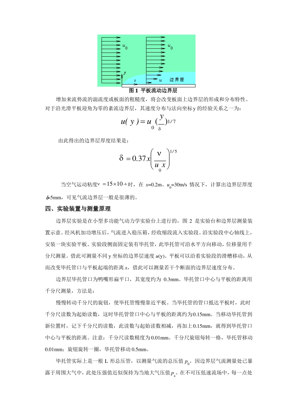 平板流动粘性附面层测定试验指导书_第2页
