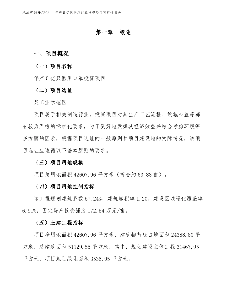 年产5亿只医用口罩投资项目可行性报告_第2页