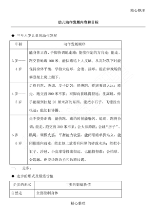 幼儿动作发展内容及目标