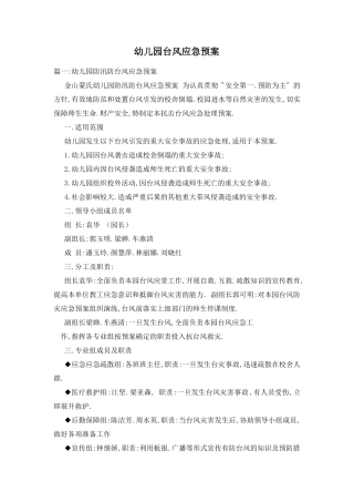 幼儿园台风应急预案