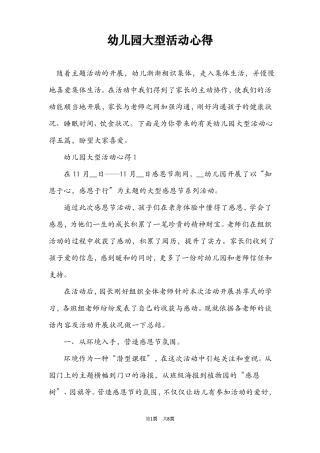 幼儿园大型活动心得