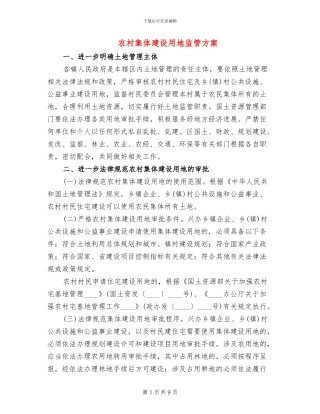 农村集体建设用地监管方案