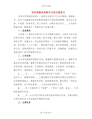 农村面貌改造提升行动方案范文