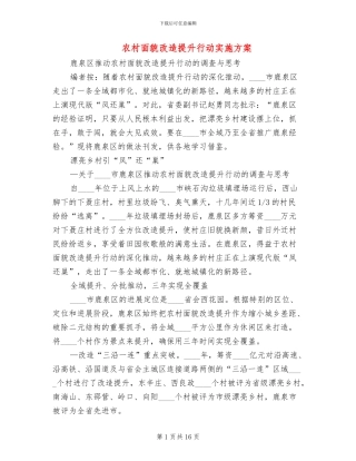 农村面貌改造提升行动实施方案(2篇)