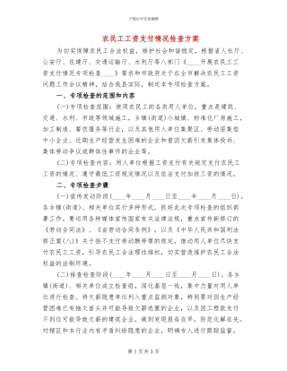 农民工工资支付情况检查方案