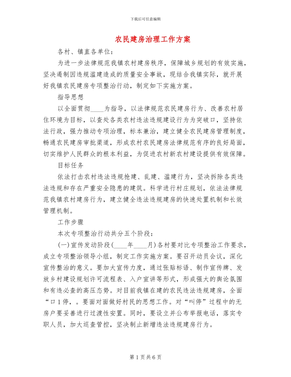 农民建房治理工作方案_第1页