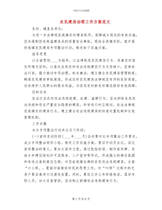 农民建房治理工作方案范文