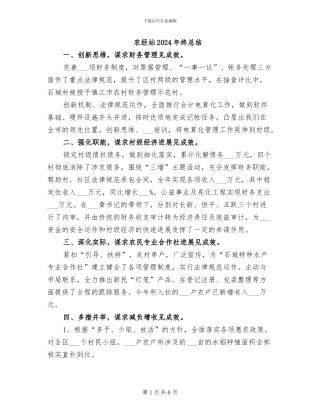 农经站2024年终总结