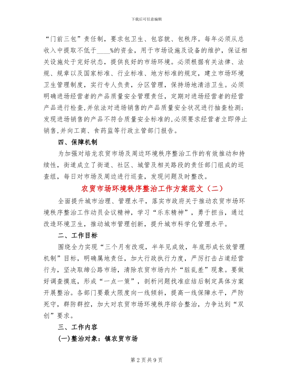 农贸市场环境秩序整治工作方案范文_第2页