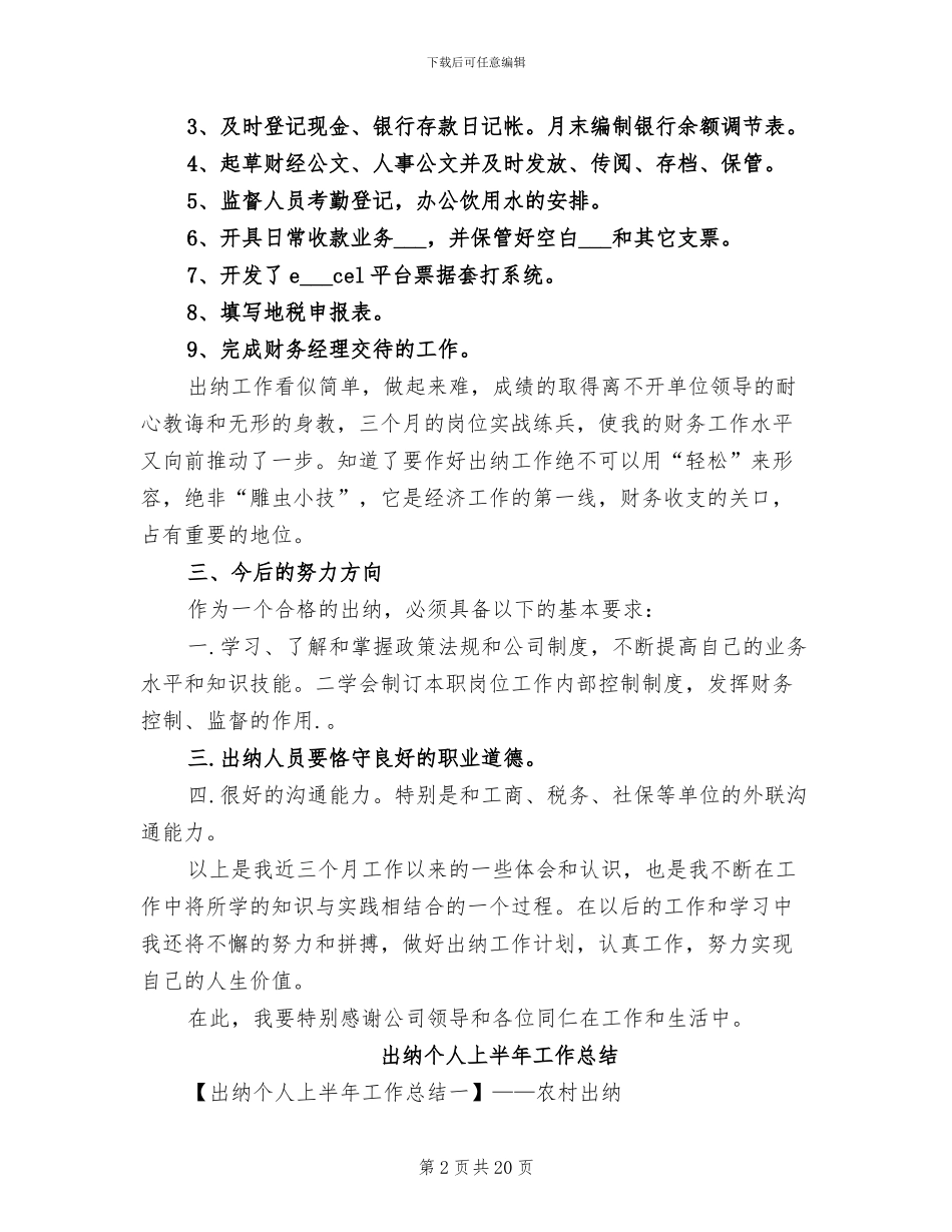 出纳个人2024年终工作总结_第2页