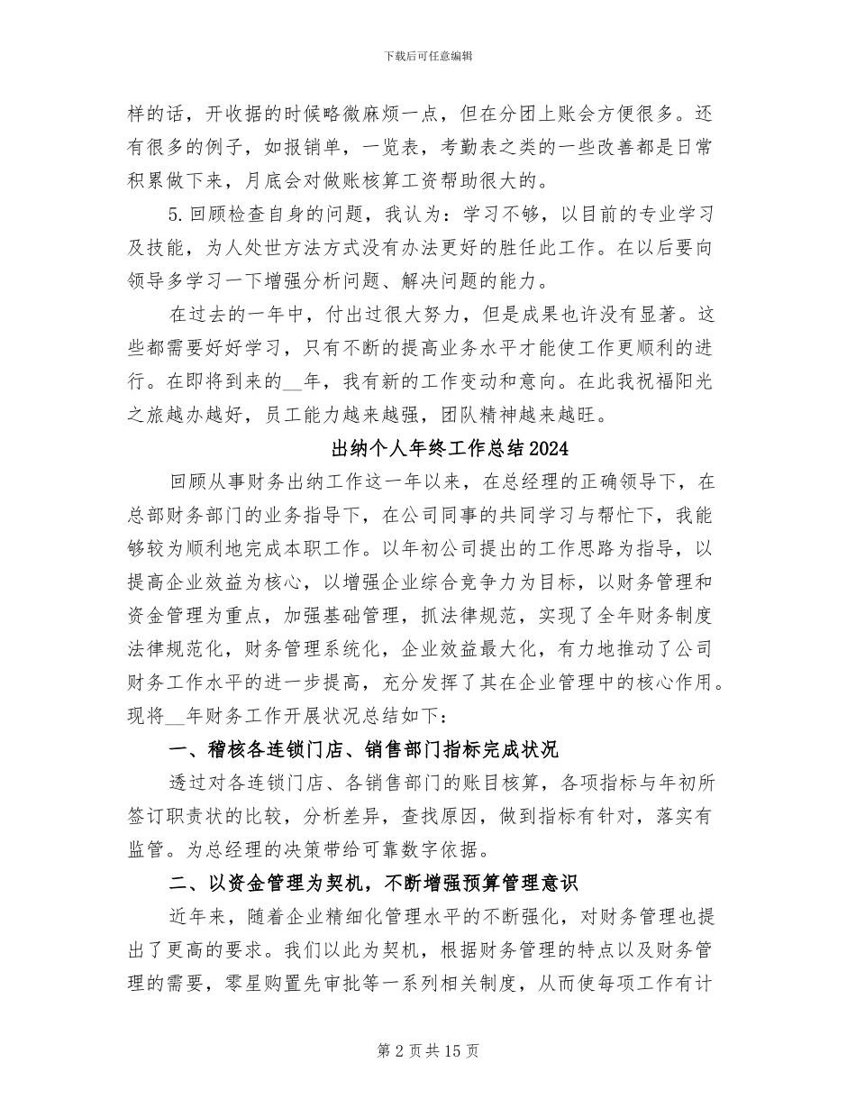 出纳个人上半年工作总结2024年_第2页