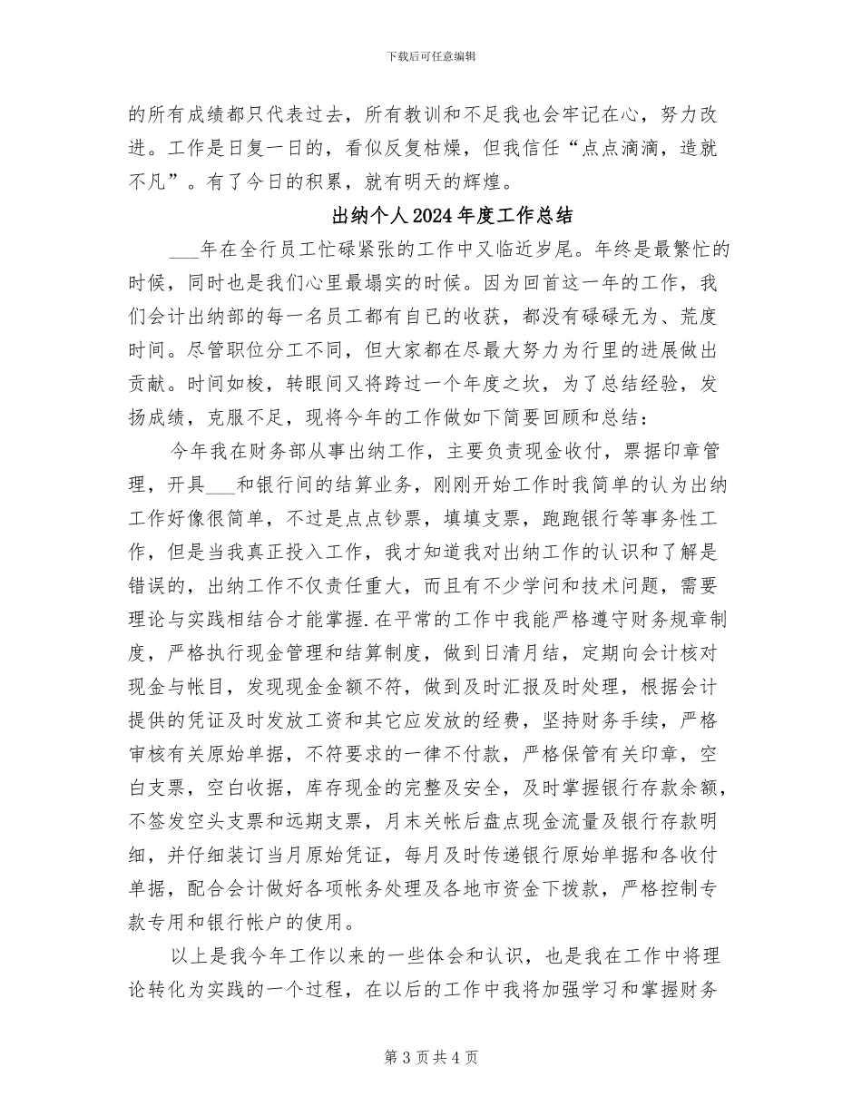 出纳上半年工作总结2024年_第3页
