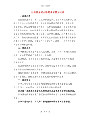 出租房屋安全隐患集中整治方案