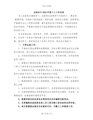 出纳会计2024年度个人工作总结