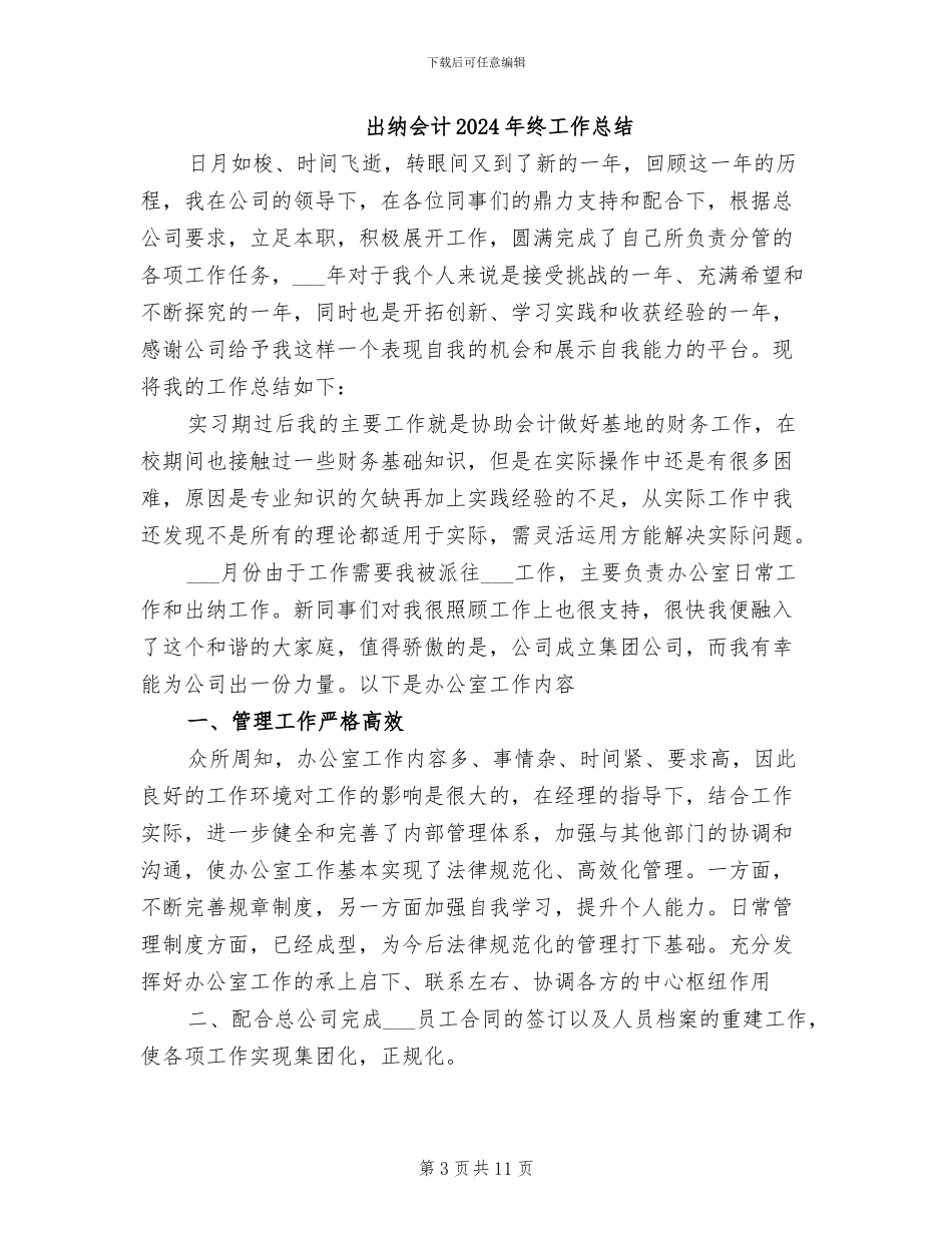 出纳会计2024年度工作个人总结_第3页