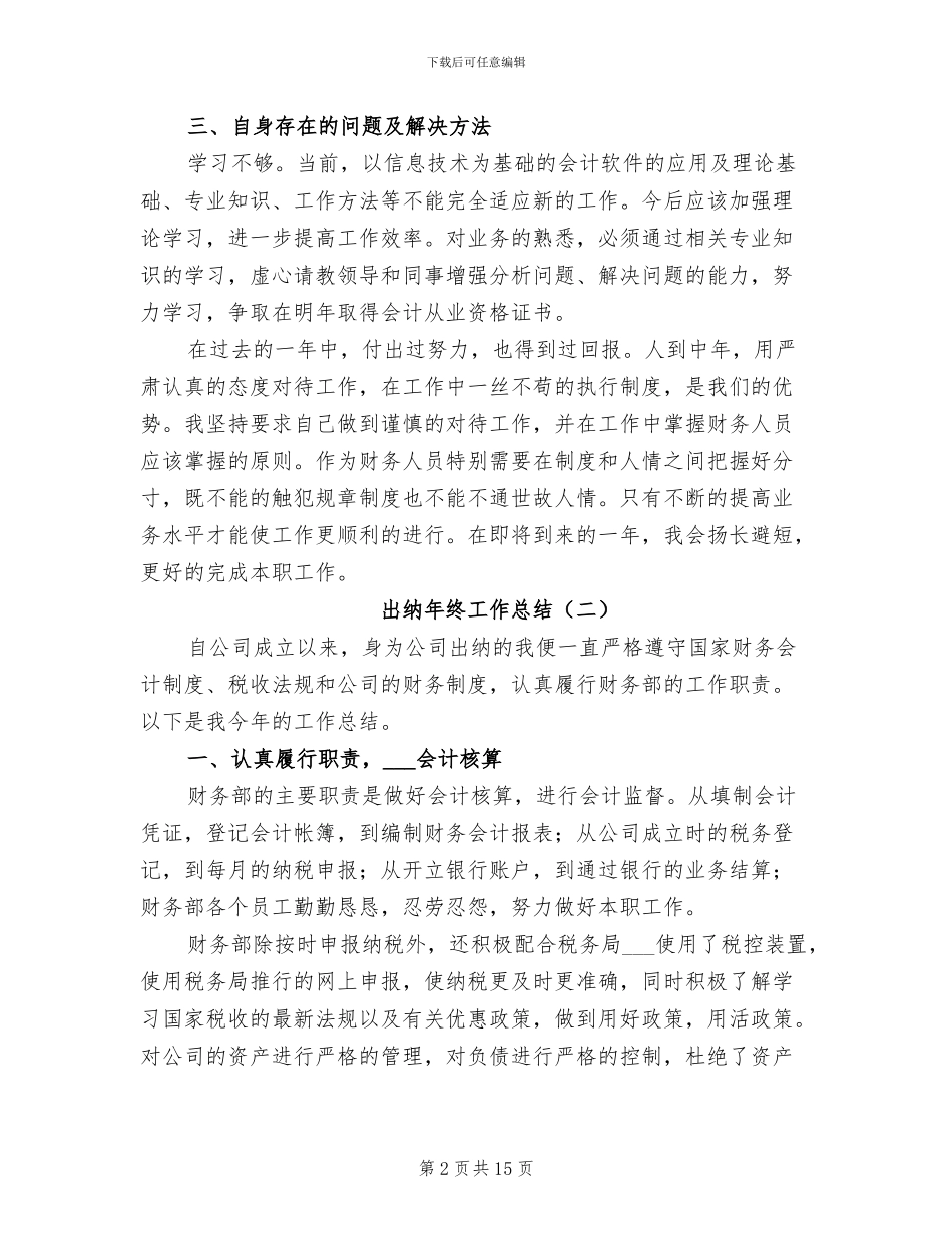 出纳年终工作总结2024_第2页