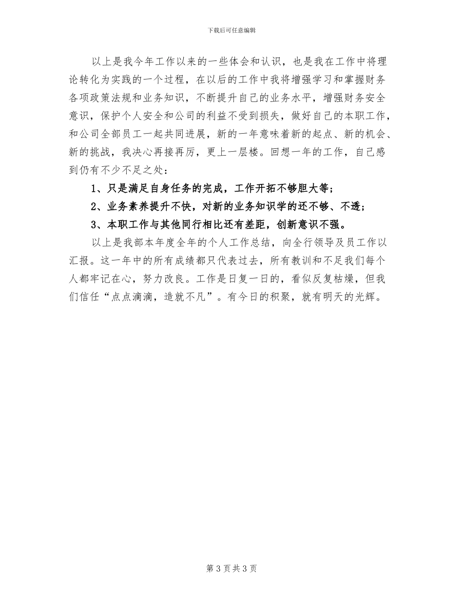 出纳员年终个人工作总结2024年_第3页