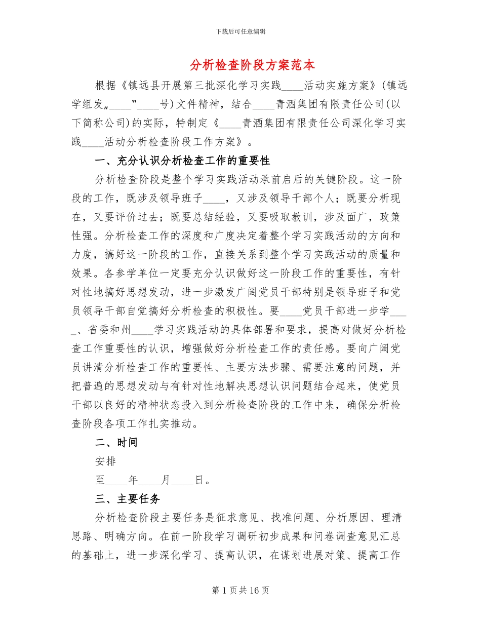 分析检查阶段方案范本(3篇)_第1页