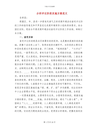 分析评议阶段实施方案范文