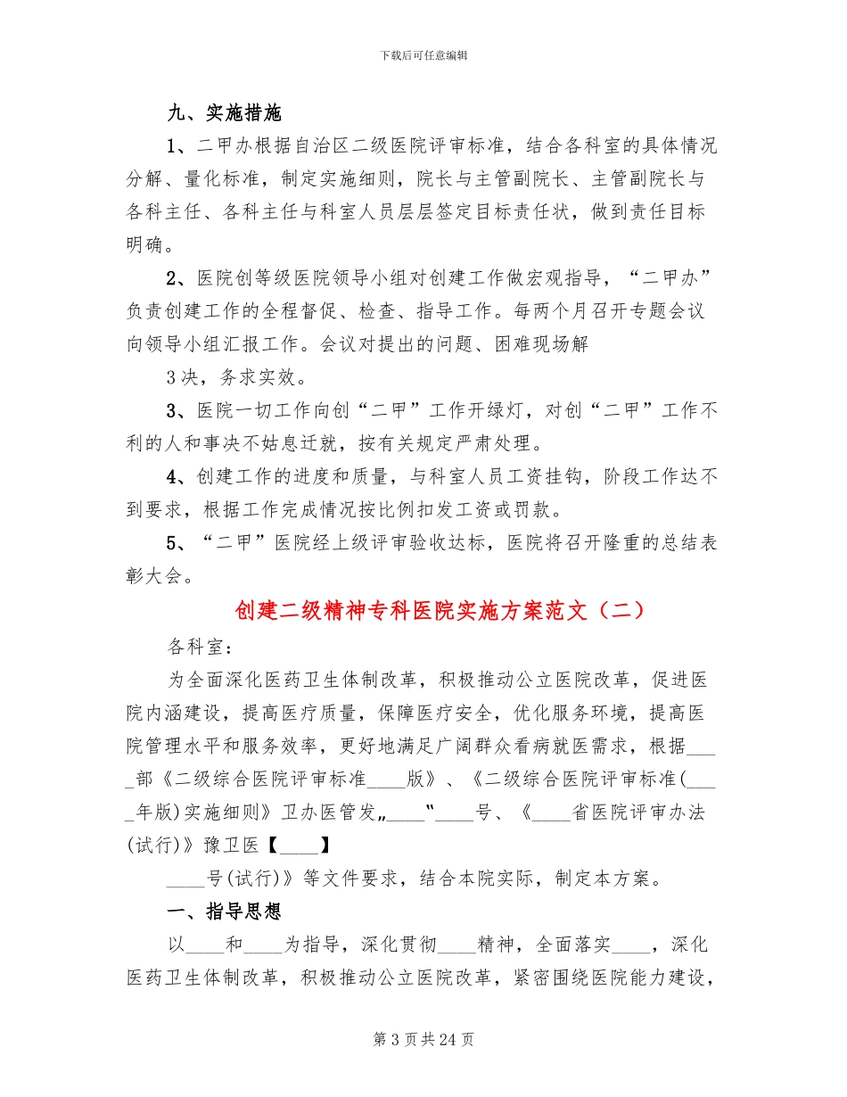 创建二级精神专科医院实施方案范文_第3页