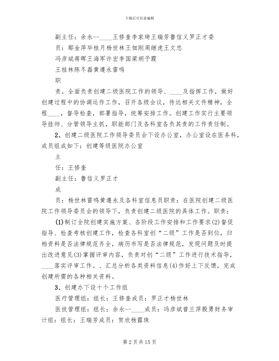 创建二级精神专科医院实施方案范本(2篇)_第2页