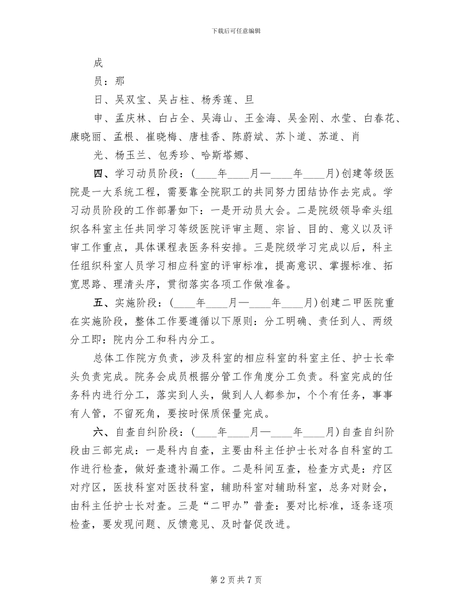 创建二级综合医院实施方案_第2页