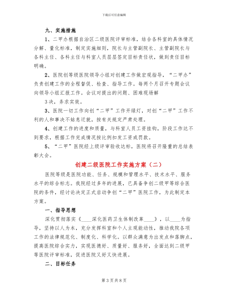 创建二级医院工作实施方案(2篇)_第3页