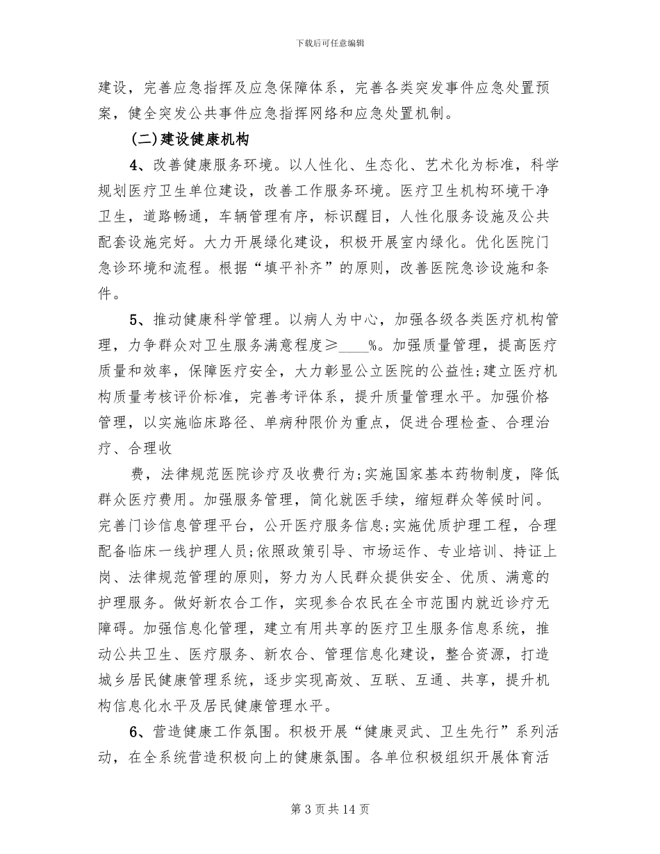 创建健康城市实施方案(3篇)_第3页