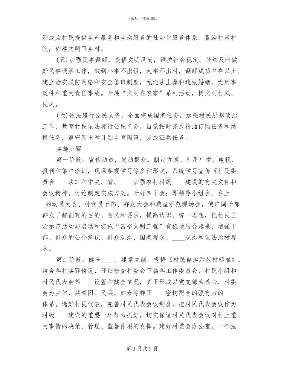 创建全省村民自治模范乡实施方案范本_第3页