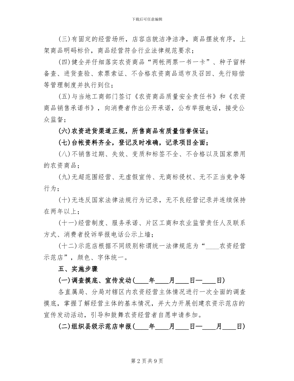 创建农资经营示范店实施方案范文_第2页