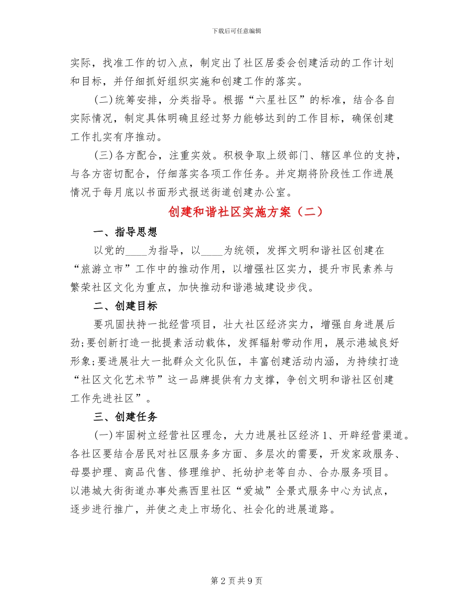 创建和谐社区实施方案_第2页