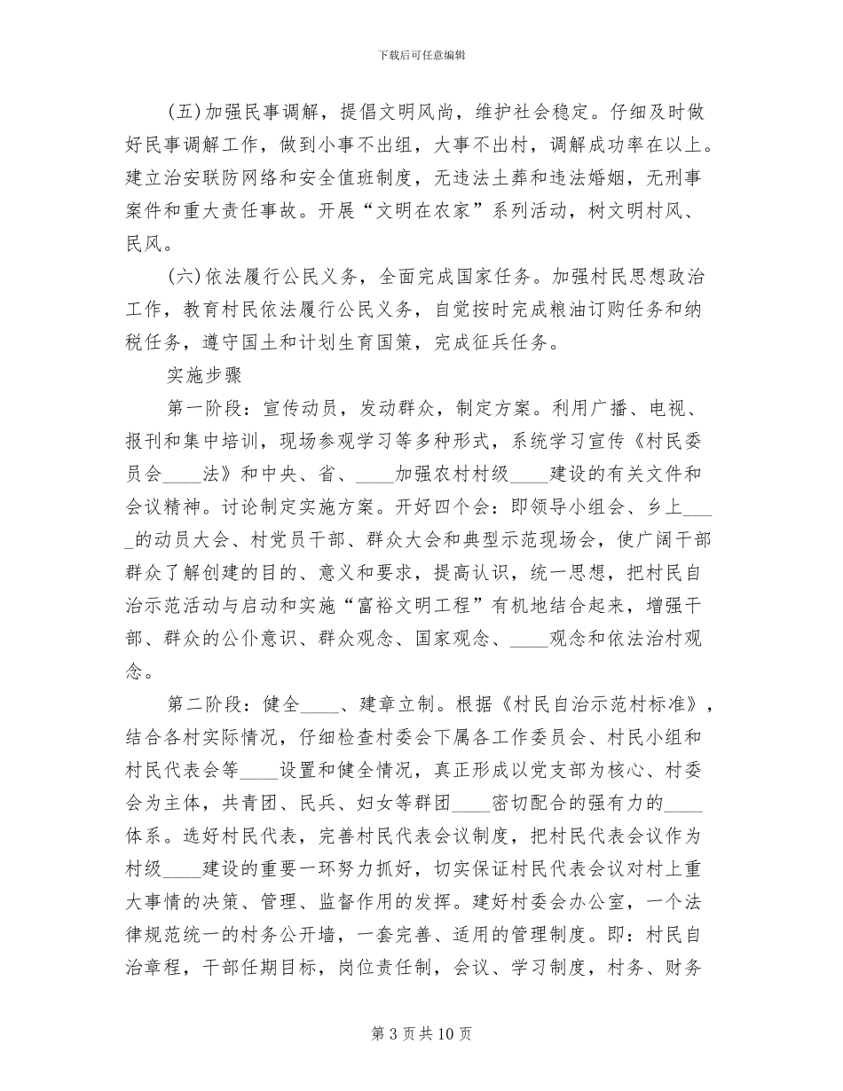 创建全省村民自治模范乡实施方案范文_第3页