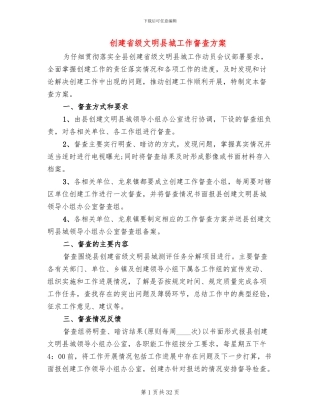 创建省级文明县城工作督查方案