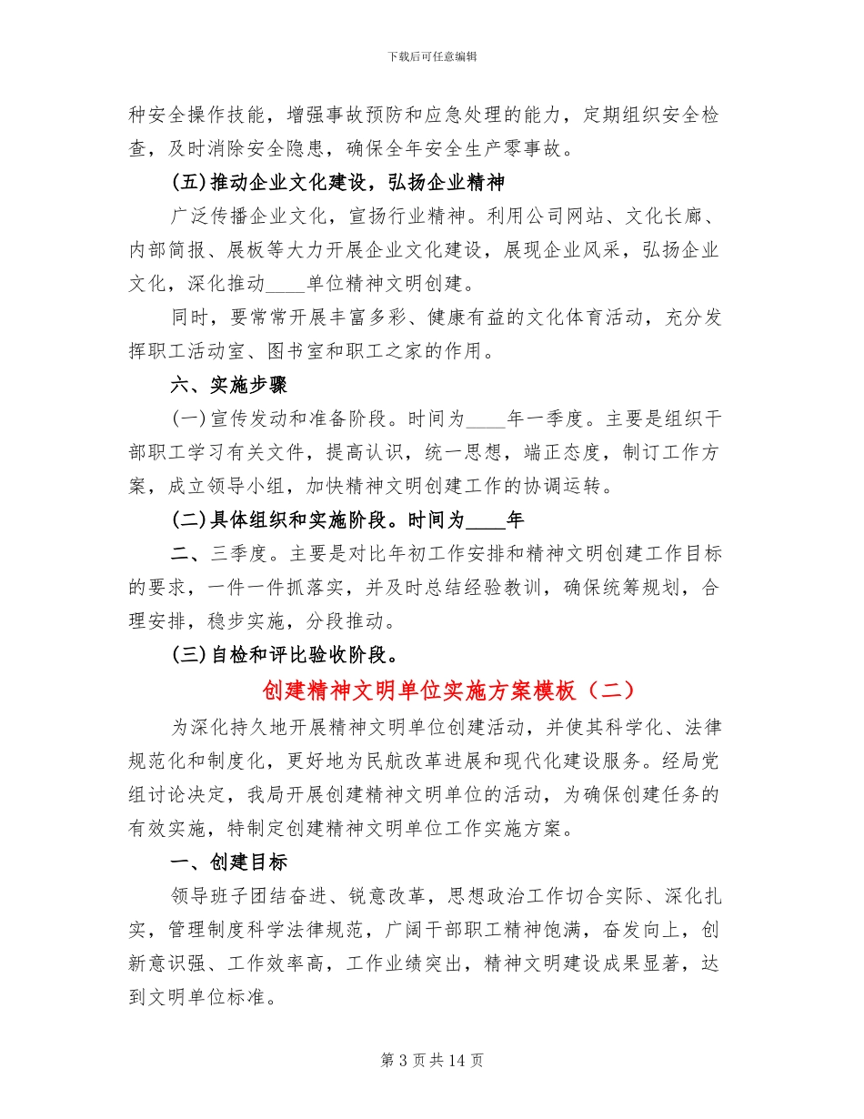 创建精神文明单位实施方案模板_第3页