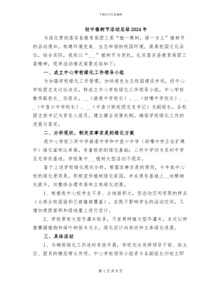 初中植树节活动总结2024年