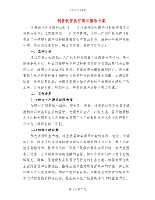 制售假冒伪劣商品整治方案(2篇)