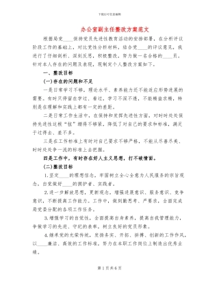办公室副主任整改方案范文
