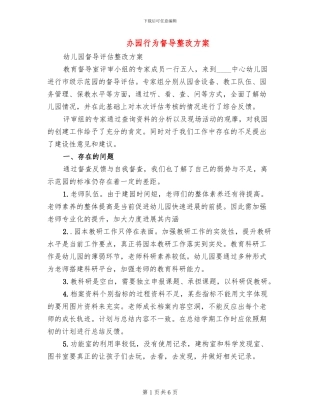 办园行为督导整改方案