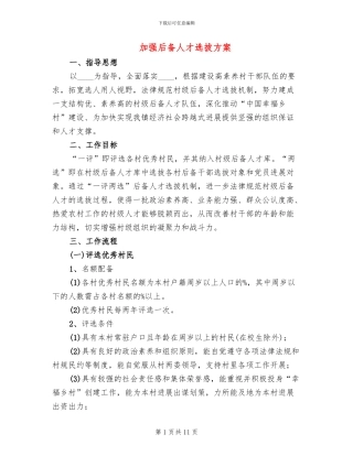 加强后备人才选拔方案